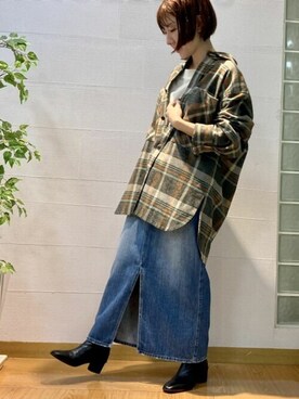 「ビッグシャツ」｜「アイテム（ジャケット/アウター）」を使った、NOLLEY'Sさん（レディース・157cm）の秋コーディネート