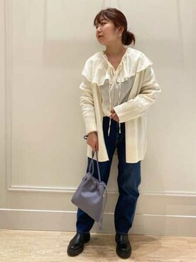 「Vカーディガン」｜NOLLEY'Sさん（レディース・153cm）の冬コーディネート