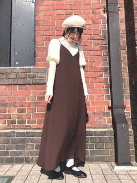 「秋のカフェオレコーデ」｜「アイテム（ハンチング/ベレー帽）」を使った、zumiさん（レディース・160cm）の秋コーディネート
