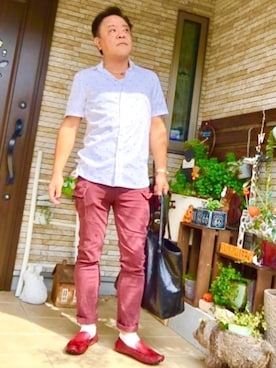 「アイテム（モカシン/デッキシューズ）」を使った、かつさん（メンズ・174cm・50代）の夏コーディネート