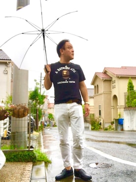「LOUIS  VUITTON」｜「アイテム（スリッポン）」を使った、かつさん（メンズ・174cm）の夏コーディネート