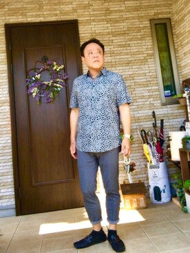 「アイテム（モカシン/デッキシューズ）」を使った、かつさん（メンズ・174cm・50代）の夏コーディネート