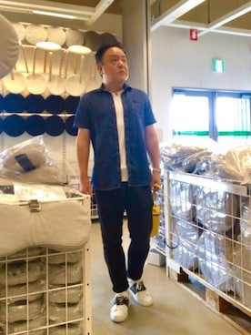 「Guess（ゲス）のアイテム（シャツ/ブラウス）」を使った、かつさん（メンズ・174cm）の夏コーディネート