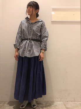 「AMERICAN HOLIC（アメリカンホリック）のソフトプリーツギャザーロングスカート① ＊（スカート）」を使った、ma☺︎さん（レディース・158cm）の春コーディネート