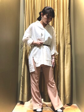 「バレエシューズ」｜「アイテム（チュニック）」を使った、ma☺︎さん（レディース・158cm）の春コーディネート