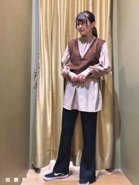 「Furryrate（ファーリーレート）のアイテム（パンツ）」を使った、ma☺︎さん（レディース・158cm）の秋コーディネート