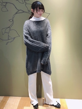 「Sugar spoon（シュガースプーン）の・SUGAR SPOON スカシアミニットチュニック＊（ニット/セーター）」を使った、ma☺︎さん（レディース・158cm）の秋コーディネート