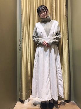 「ELENCARE DUE（エレンカーレデュエ）のアイテム（ジャンパースカート）」を使った、ma☺︎さん（レディース・158cm）の冬コーディネート