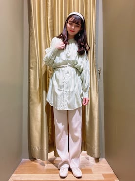 「バレエシューズ」｜「アイテム（チュニック）」を使った、ma☺︎さん（レディース・158cm）の春コーディネート