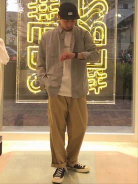 「DENIM BY VANQUISH & FRAGMENT（デニムバイヴァンキッシュフラグメント）のアイテム」を使った、SHOUHEIさん（メンズ・178cm）の春コーディネート
