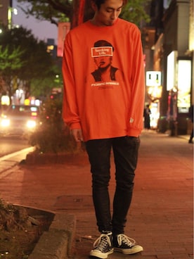 「FR2（エフアールツー）のアイテム」を使った、SHOUHEIさん（メンズ・178cm）の春コーディネート