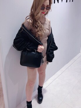 「ENVYM（アンビー）のアイテム（ブルゾン）」を使った、ENVYM_ERIKAさん（レディース・160cm）の冬コーディネート