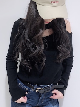 「envym_staff」｜「アイテム（帽子）」を使った、ENVYM_ERIKAさん（レディース・160cm）の冬コーディネート