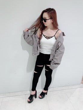 「ENVYM（アンビー）のアイテム（ジャケット/アウター）」を使った、ENVYM_ERIKAさん（レディース・160cm）の春コーディネート