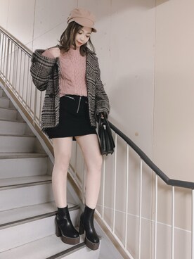 「envym_staff」｜「アイテム（帽子）」を使った、ENVYM_ERIKAさん（レディース・160cm）の冬コーディネート