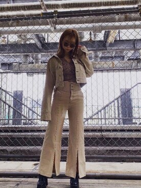 「envym_staff」｜「アイテム（カバーオール）」を使った、ENVYM_ERIKAさん（レディース・160cm）の春コーディネート