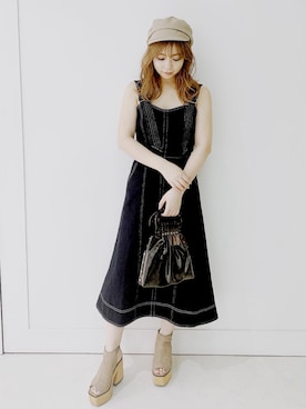 「envym_staff」｜「アイテム（帽子）」を使った、ENVYM_ERIKAさん（レディース・160cm）の夏コーディネート