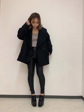「ENVYM（アンビー）のアイテム（ピーコート）」を使った、ENVYM_ERIKAさん（レディース・160cm）の秋コーディネート