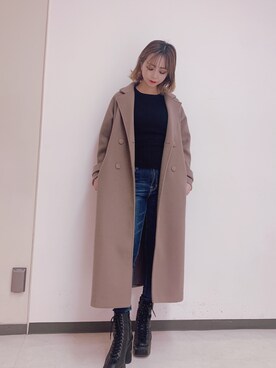 「envym_staff」｜「アイテム（チェスターコート）」を使った、ENVYM_ERIKAさん（レディース・160cm）の冬コーディネート
