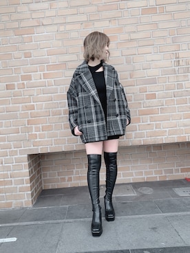 「ENVYM（アンビー）のアイテム（ピーコート）」を使った、ENVYM_ERIKAさん（レディース・160cm）の冬コーディネート