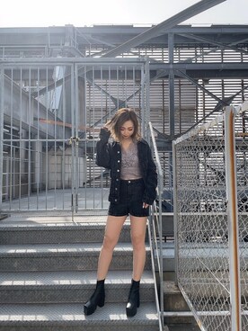 「envym_staff」｜「アイテム（デニムジャケット）」を使った、ENVYM_ERIKAさん（レディース・160cm）の冬コーディネート