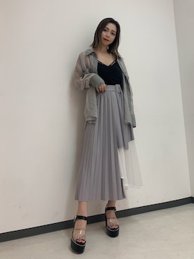 「ENVYM（アンビー）のステッチサンダル（サンダル）」を使った、ENVYM_ERIKAさん（レディース・160cm）の春コーディネート