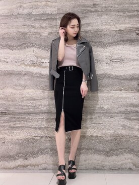 「ENVYM（アンビー）のアイテム（ライダースジャケット）」を使った、ENVYM_ERIKAさん（レディース・160cm）の春コーディネート