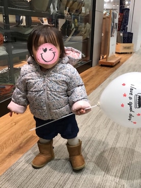 「H&M（エイチ・アンド・エム）のアイテム（ダウンジャケット/コート）」を使った、puchiさん（キッズ・70cm）の冬コーディネート