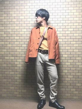 「アキコーデ」｜「アイテム（ブルゾン）」を使った、つむぎさん（メンズ・170cm）の秋コーディネート