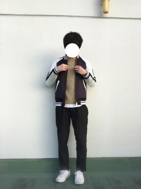 「ジャックパーセル」｜「アイテム（ブルゾン）」を使った、ナカユウさん（メンズ・174cm）の冬コーディネート