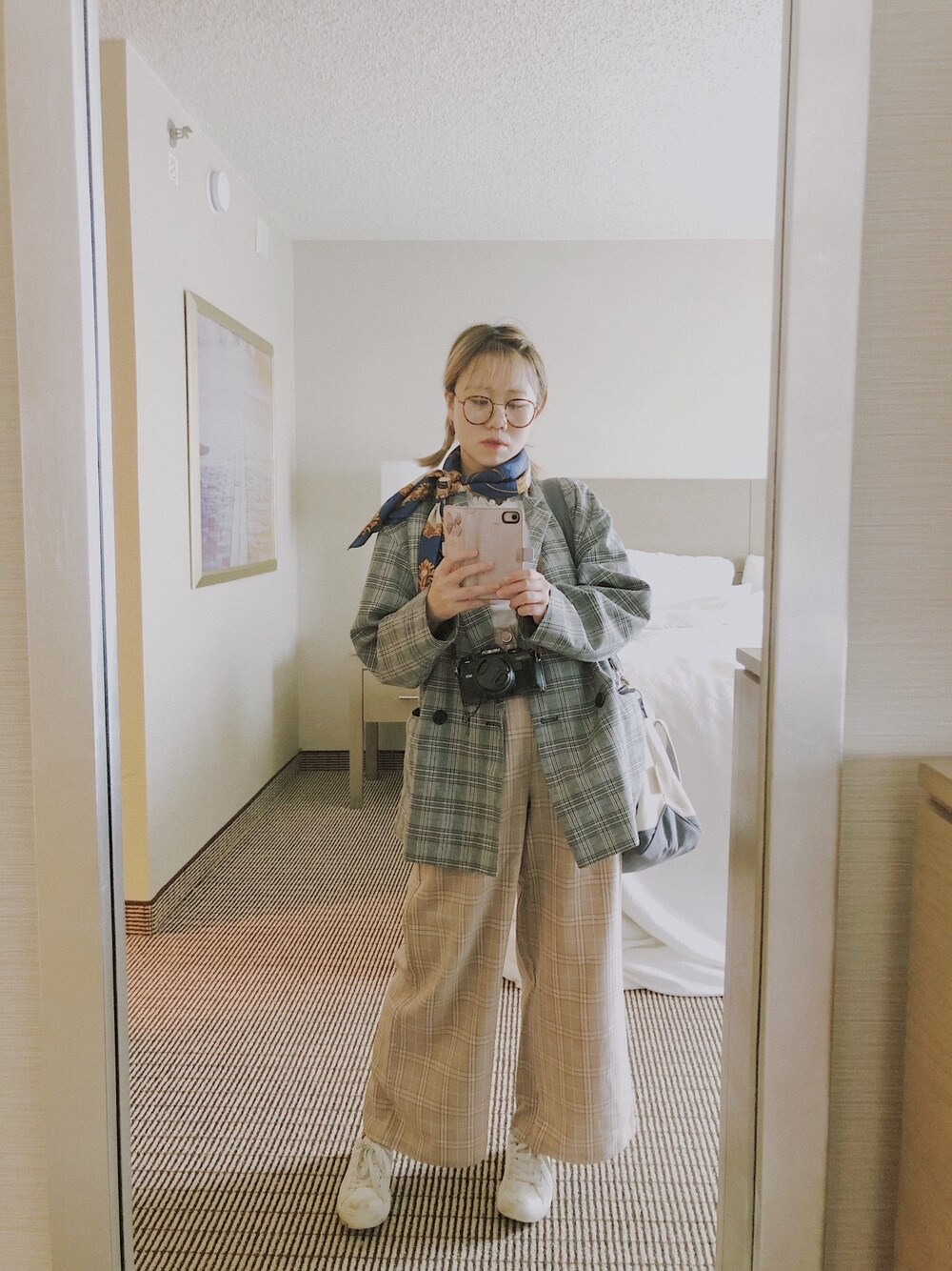 GRL（グレイル）の「チェックフリルサスワイドパンツ（その他パンツ