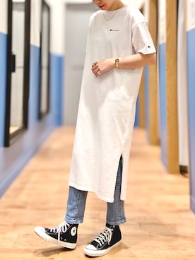 「Champion」｜☺︎さいとを☺︎さん（レディース・174cm）の夏コーディネート