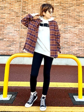 「RAG MACHINE（ラグマシーン）のアイテム（パンツ）」を使った、☺︎さいとを☺︎さん（レディース・174cm）の秋コーディネート