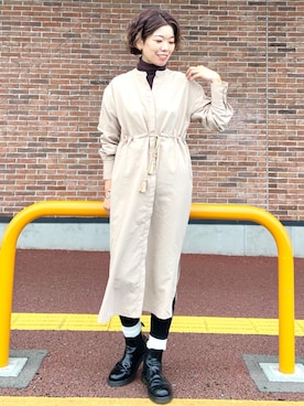 「Right-on（ライトオン）のアイテム（シャツワンピース）」を使った、☺︎さいとを☺︎さん（レディース・174cm）の秋コーディネート