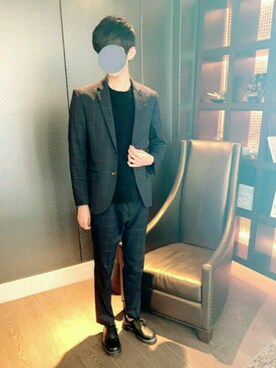 H M スキニーフィット スーツパンツ ブラックを使ったその他ユーザーのメンズ人気ファッションコーディネート Wear
