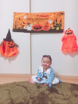 「wearhalloween2017」｜「アイテム（オールインワン・サロペット）」を使った、MOEさん（キッズ・70cm）の秋コーディネート