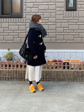 「新年一発目」｜「アイテム（ダッフルコート）」を使った、kuminさん（レディース・157cm）の冬コーディネート