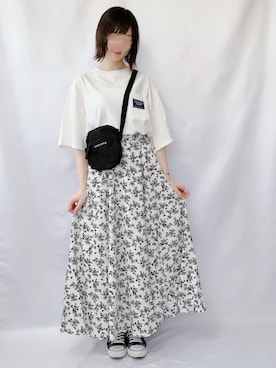 「花柄スカート」｜KANONさん（レディース・154cm・10代）の夏コーディネート