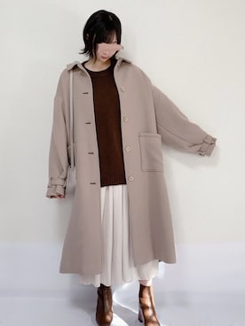 「ehka sopo（エヘカソポ）のアイテム（ステンカラーコート）」を使った、KANONさん（レディース・154cm）の冬コーディネート