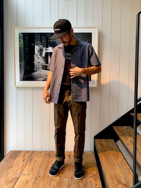 「Saturdays NYC（サタデーズ ニューヨークシティ ）のアイテム（キャップ）」を使った、Kenji Mutoさん（メンズ・172cm）の夏コーディネート