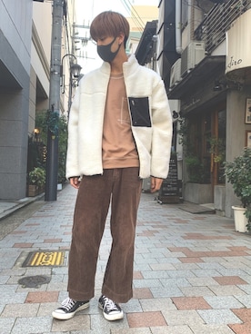 「SPINNS（スピンズ）のアイテム（ブルゾン）」を使った、山根 広大さん（メンズ・176cm）の冬コーディネート