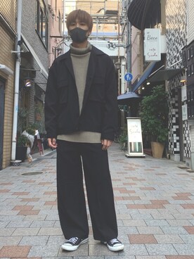 「SPINNS（スピンズ）のアイテム（ブルゾン）」を使った、山根 広大さん（メンズ・176cm）の冬コーディネート