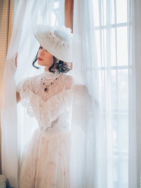 「VINTAGE（ヴィンテージ）のアイテム（ドレス）」を使った、詩亞SIYAさん（レディース・160cm）の冬コーディネート