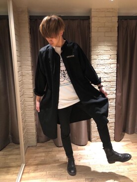 「HYSTERIC GLAMOUR（ヒステリックグラマー）のアイテム（ワンピース/ドレス）」を使った、久米田 直樹さん（メンズ・184cm）の冬コーディネート
