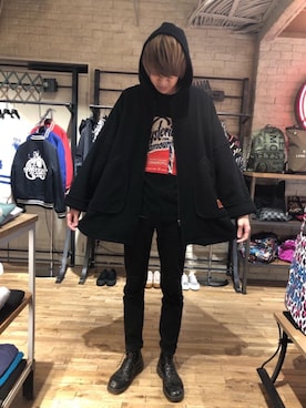 「HYSTERIC GLAMOUR（ヒステリックグラマー）のアイテム（モッズコート）」を使った、久米田 直樹さん（メンズ・184cm）の冬コーディネート