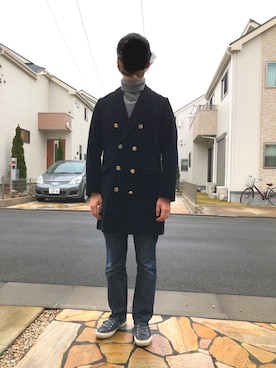 「FACTOTUM（ファクトタム）のアイテム（チェスターコート）」を使った、かずさん（メンズ・173cm）の冬コーディネート