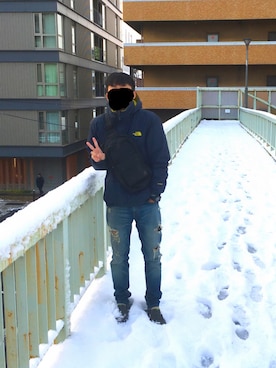 「sanuk（サヌーク）のアイテム」を使った、Bossun Yangさん（メンズ・170cm）の冬コーディネート