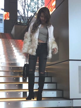 「DHOLIC（ディーホリック）のアイテム（その他アウター）」を使った、annaさん（レディース・163cm）の冬コーディネート