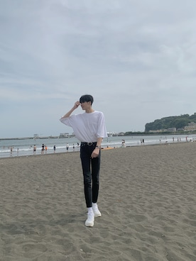 「Daniel Wellington（ダニエルウェリントン）の販売終了クラシックペティット アッシュフィールド32mm（アナログ腕時計）」を使った、유키さん（メンズ・186cm）の夏コーディネート