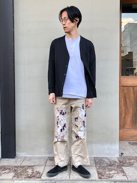 「美容師」｜「アイテム（スリッポン）」を使った、hirofumi inoue さん（メンズ・184cm）の冬コーディネート